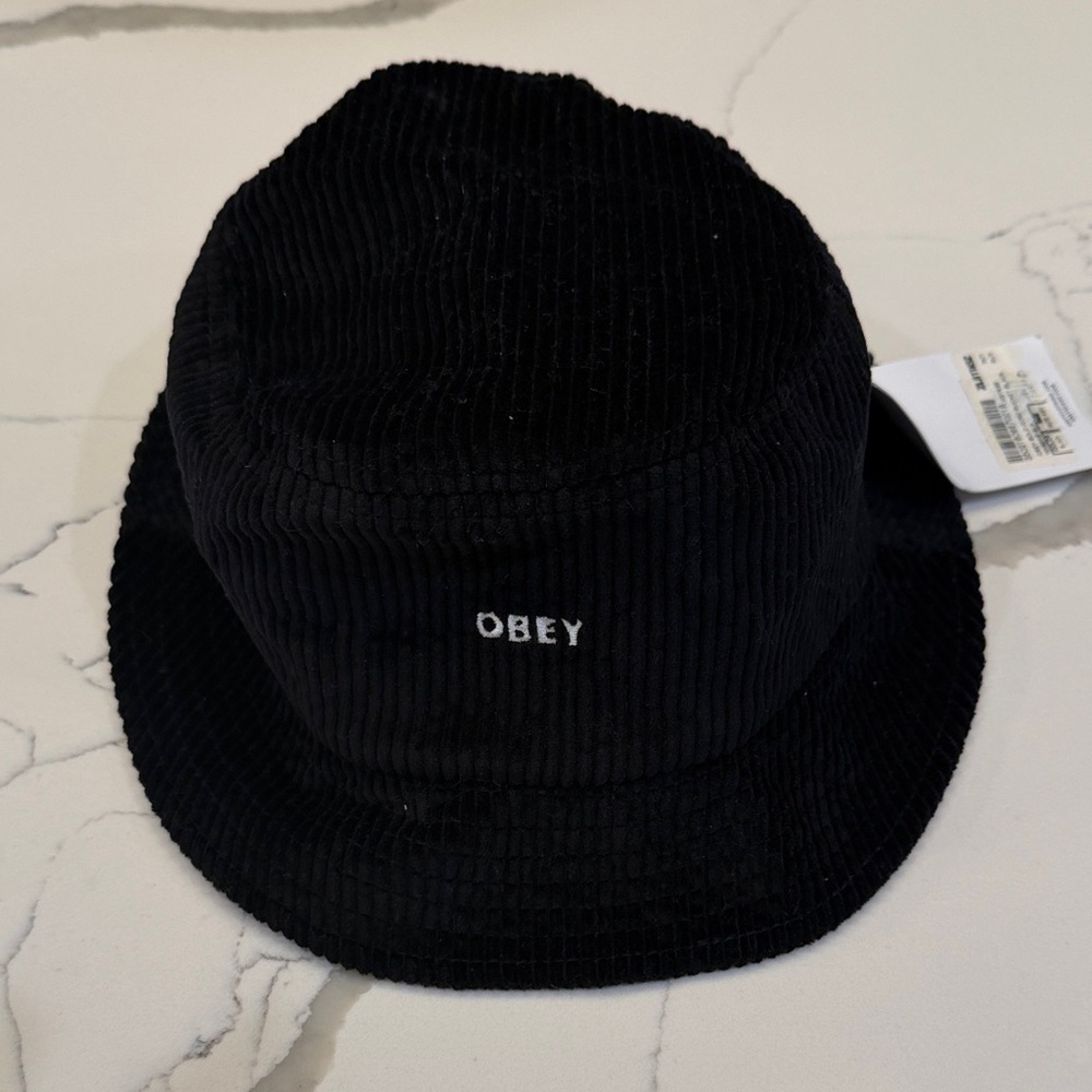 NWT Obey Black Corduroy Bucket Hat